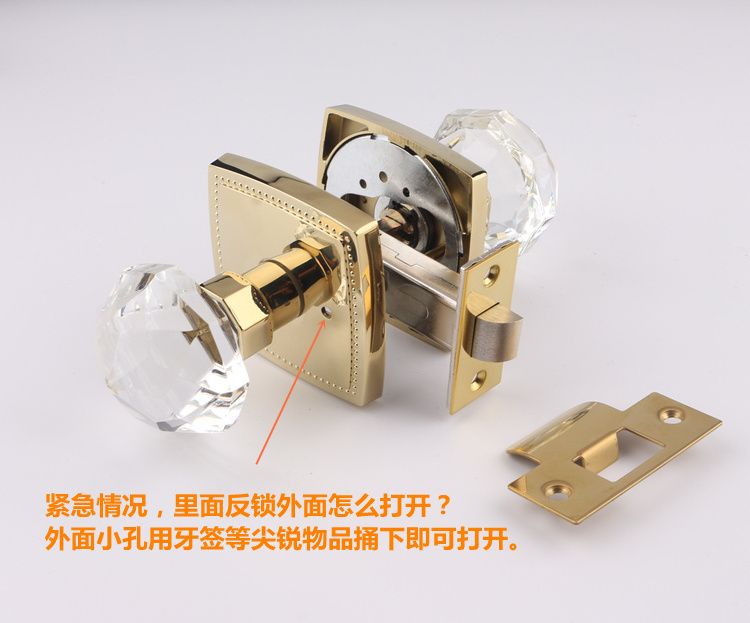 Satin Brass Crystal Glass Door Knobs Interior with Lock Privacy Bathroom Bedroom Gold Door Knobs Door Lock