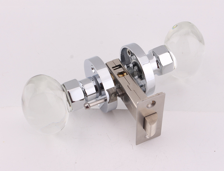 Satin Brass Crystal Glass Door Knobs Interior with Lock Privacy Bathroom Bedroom Gold Door Knobs Door Lock