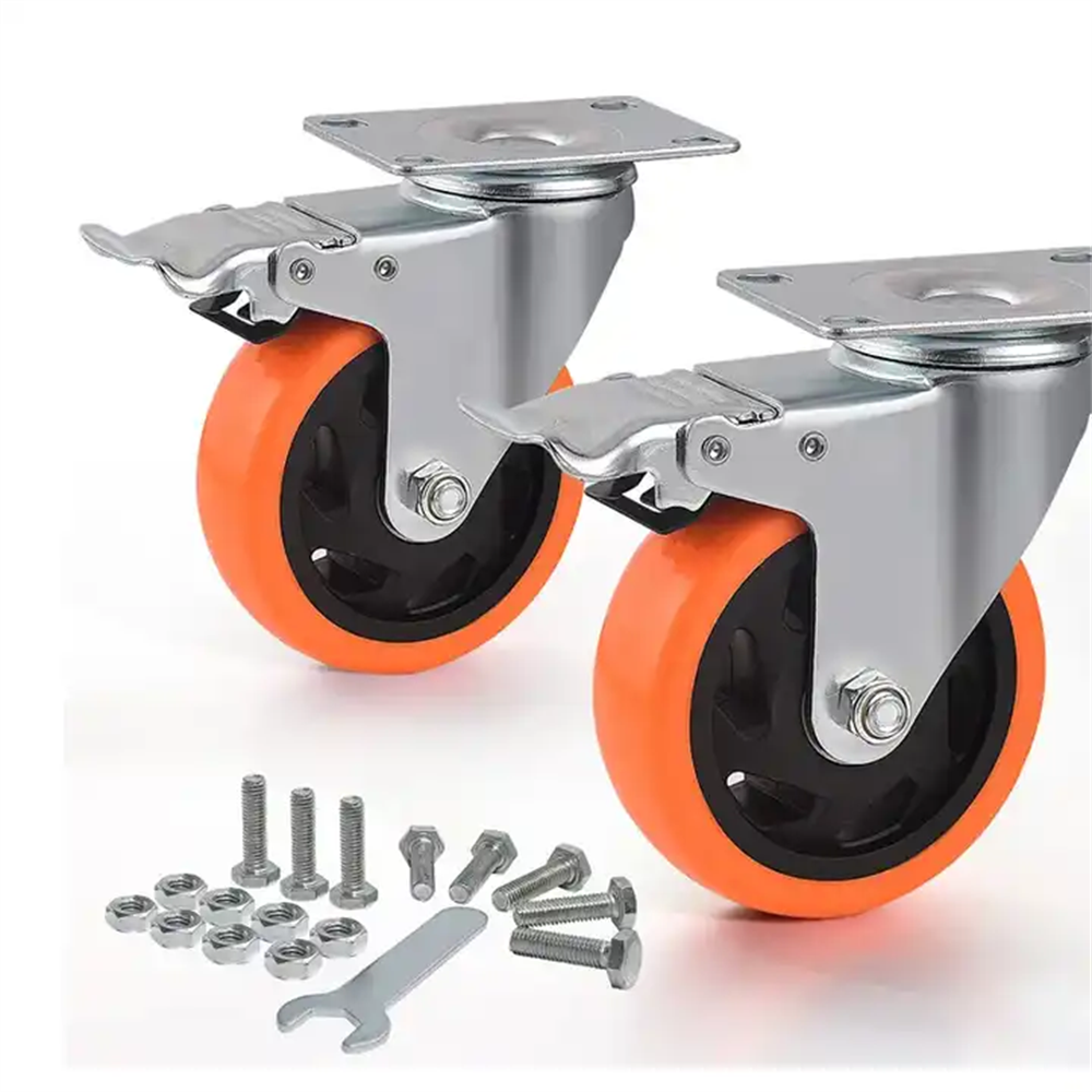 Hot Sale Trolley Cart Wheels 4 Inch Industrial Roller Heavy Duty Swivel Workbench Caster central Locking Castor Wheel