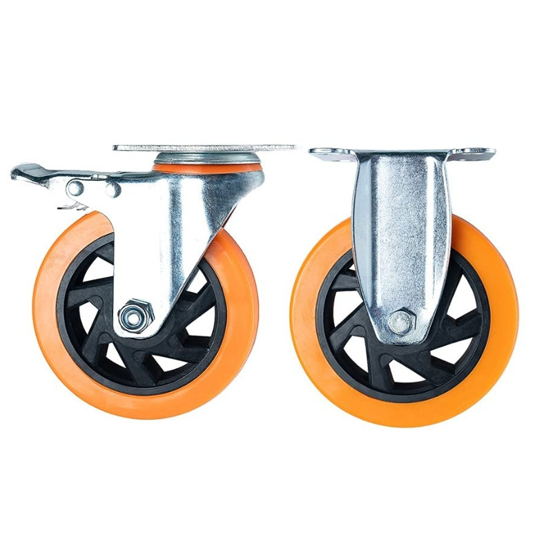 5 Inches Heavy Duty Polyurethane Caster Wheels Anti-Skid Swivel Casters Wheels with 360 Degree