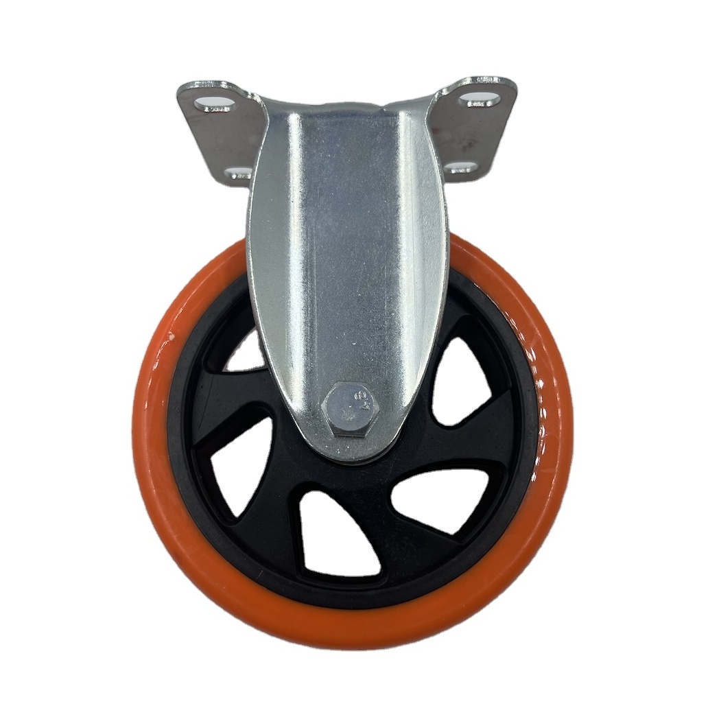 5 Inch Plate Caster Wheels, Heavy Duty 5inch Casters No Noise Polyurethane Wheels and Safety Dual Locking casters