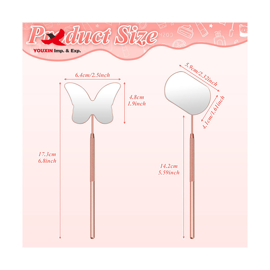 eyelash accessories stainless steel handle butterfly eyelash extension mirror lash mirror