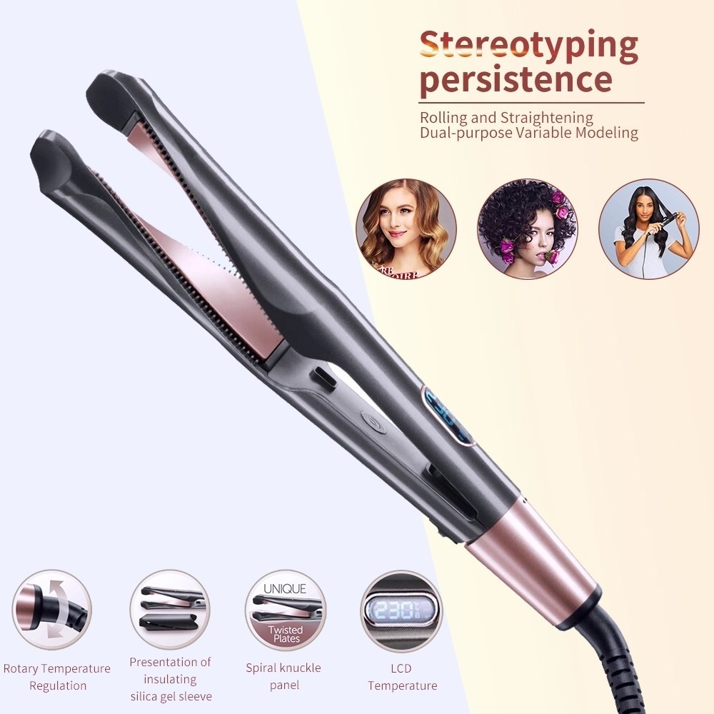 Wholesale Anti-Scalding Hair Brush Fast Heating 2 in 1 Hair Straightener Hair Curler