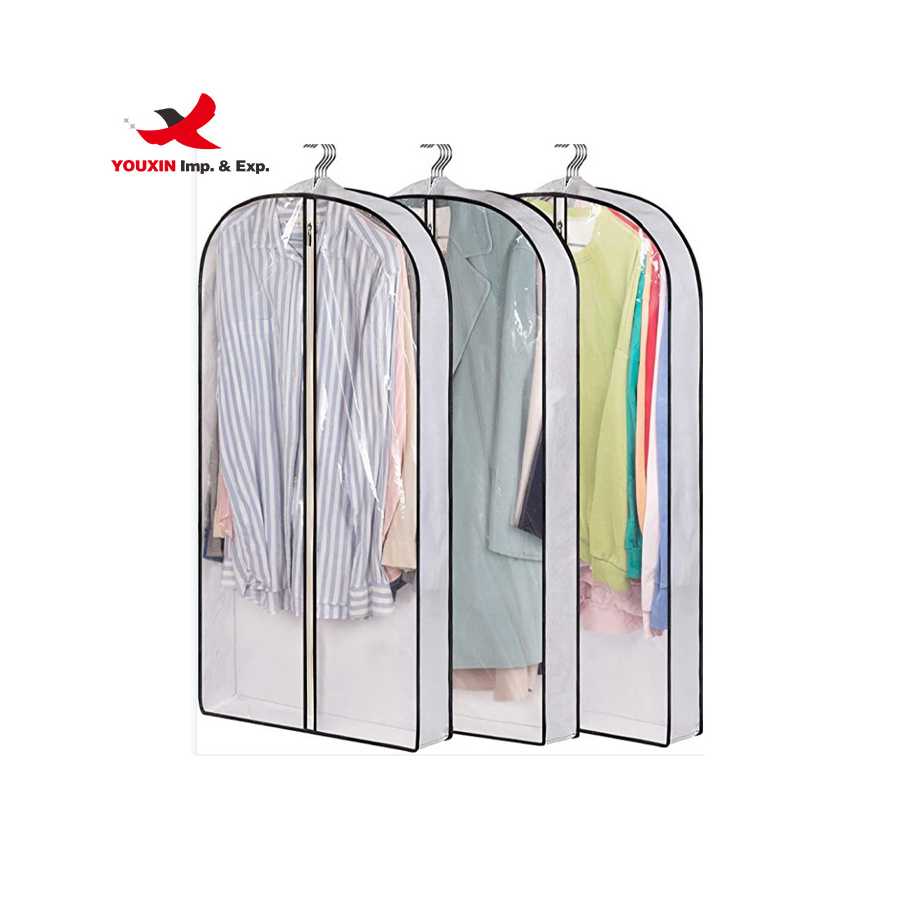 Factory Custom Clear Eco friendly Non Woven Garment Protector Covers Dustproof Foldable Hanging Dust Cover