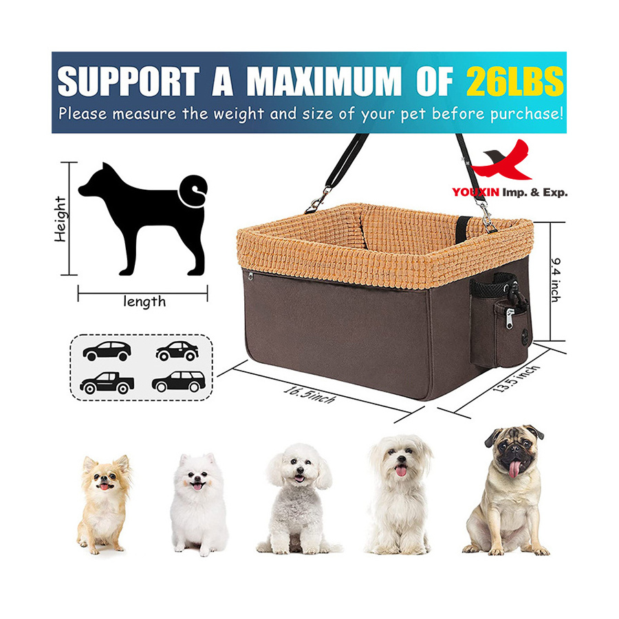 Multi-function Customized Pet Car Seat Carrier High Density Oxford Outdoor Travel Pet Dog Cat Car Front Booster Seat Protector