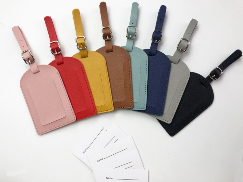 PU Leather Luggage Tag Buckle Strap Travel Baggage Name Tag Holder Leather Travel Luggage Tag