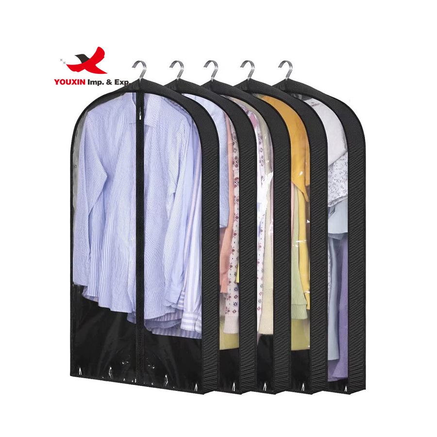 Factory Custom Clear Eco friendly Non Woven Garment Protector Covers Dustproof Foldable Hanging Dust Cover