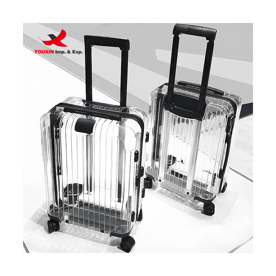 Transparent PC Material Carry On Suitcase Cabin Luggage Trolley Bag On Wheels Fasion Rolling Luggage