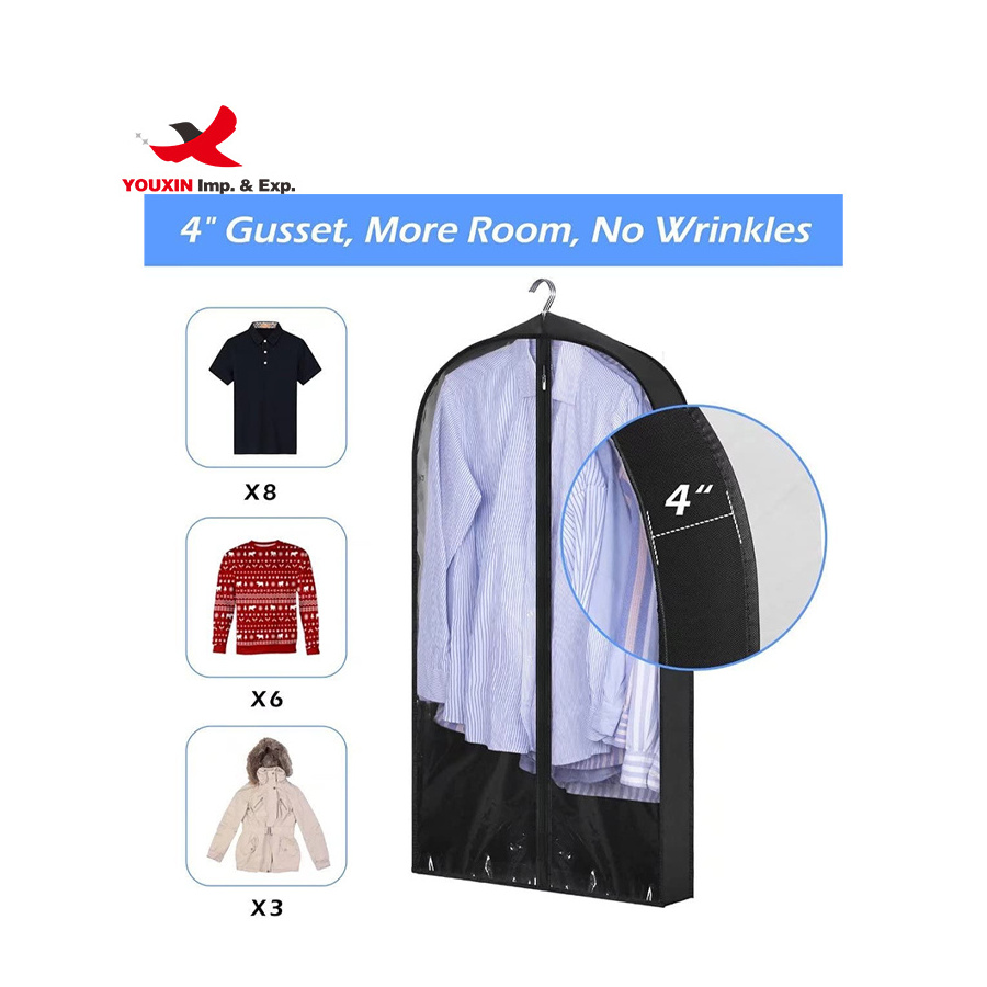 Factory Custom Clear Eco friendly Non Woven Garment Protector Covers Dustproof Foldable Hanging Dust Cover