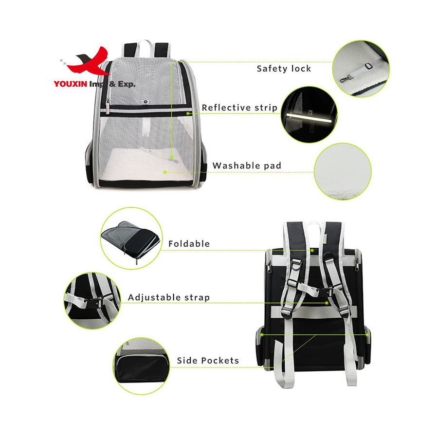 Custom Pet Travel Backpack Cats Dogs Pet Carriers Bags Safety Straps Buckle Support Pet Carrier Backpack