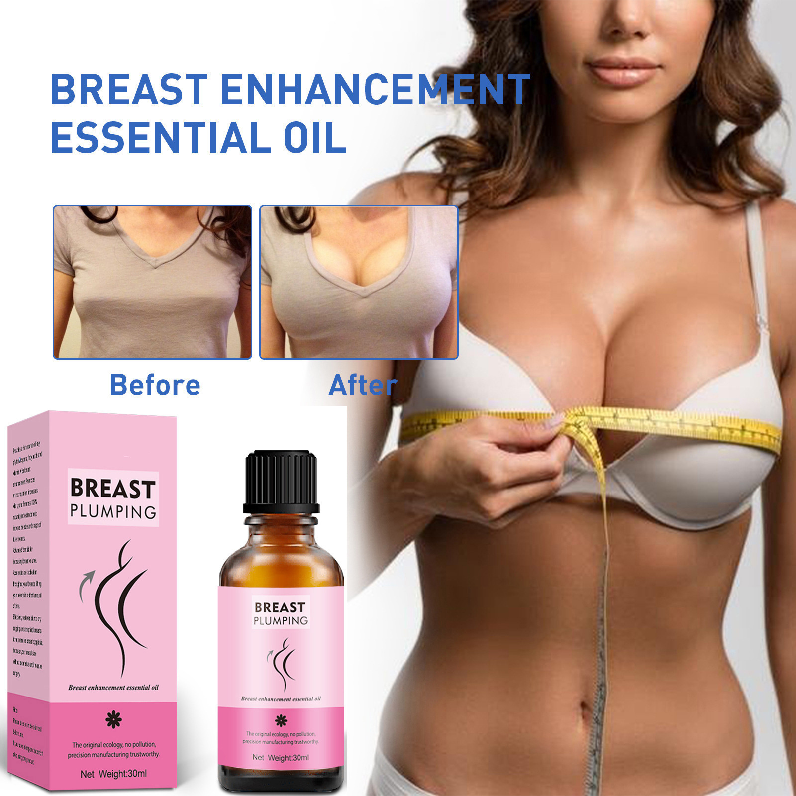 CUSTOM LOGO Natural Vegan Cream Massage Breast Enhancement Essential OiL 30ml Women's Enlargement Big Boobs Tight