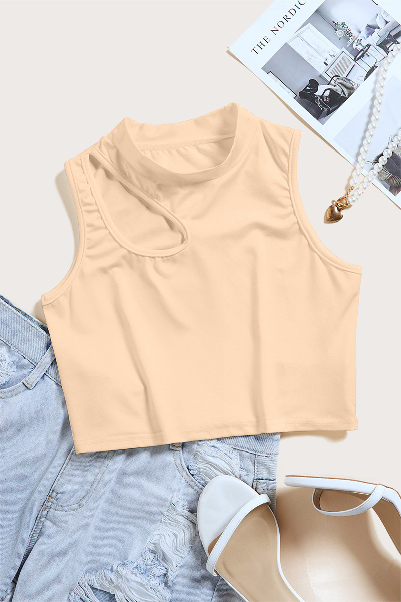 2023 latest design summer fashionable sleeveless tank tops women turtleneck slim fit crop top