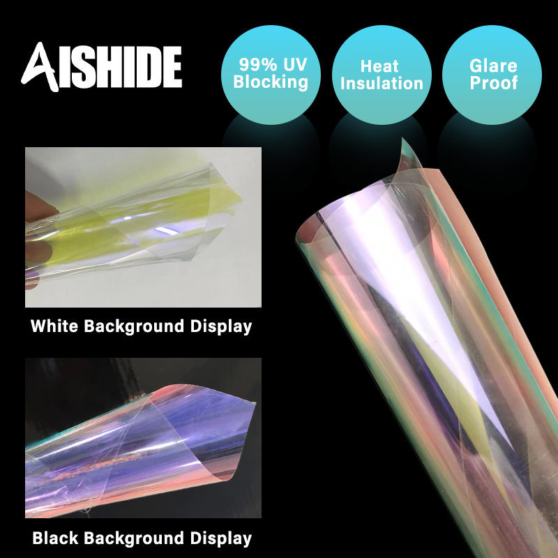 Aishide Chameleon Window Tint Film  86%VLT Glass UV Rejection Solar Protection Foil Guard 1.52*30M Clear Vision Tint Film