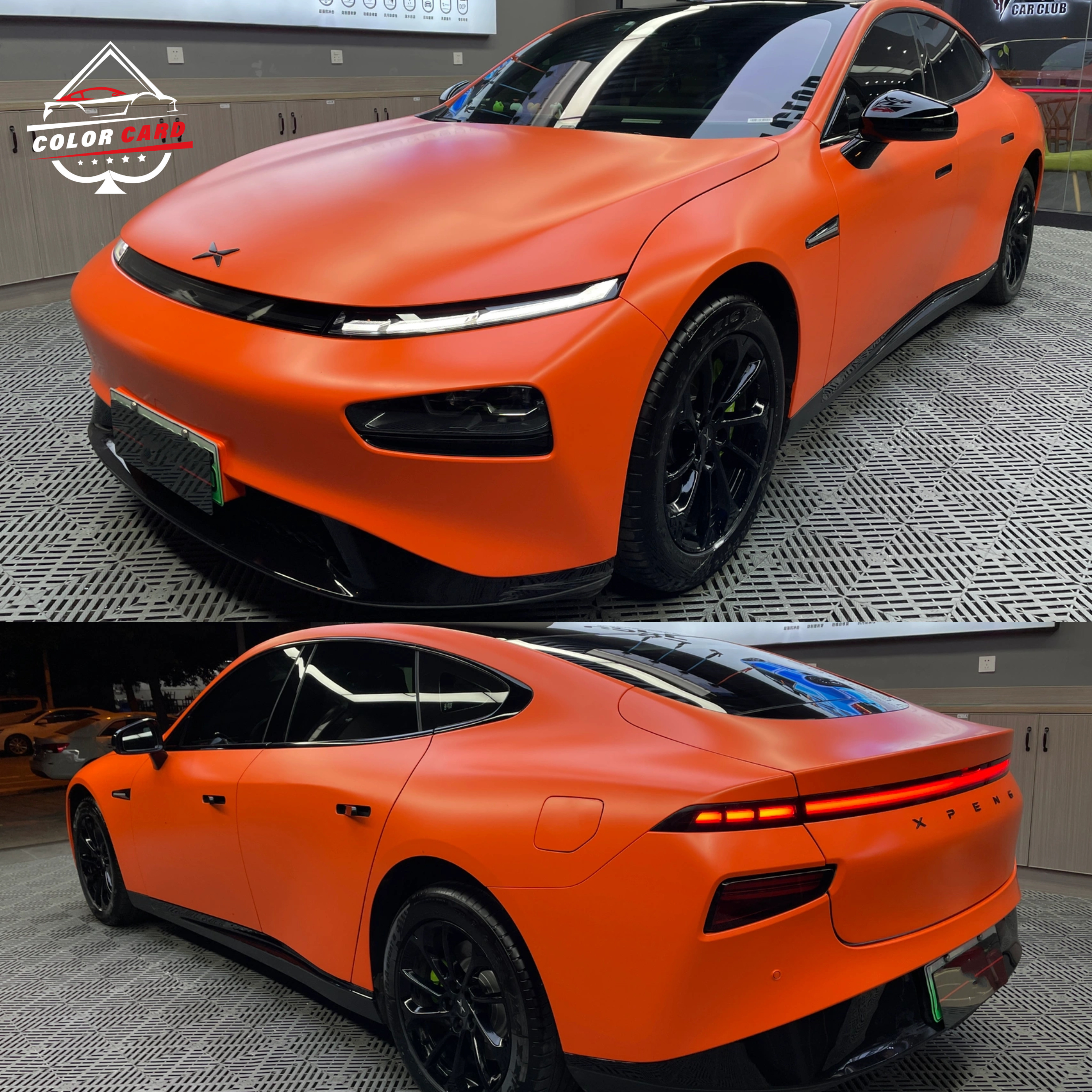 Satin Flame Orange Matte Chrome Vinyl Wrap PVC Ice Roll Film Car Sticker for Auto Vehicle