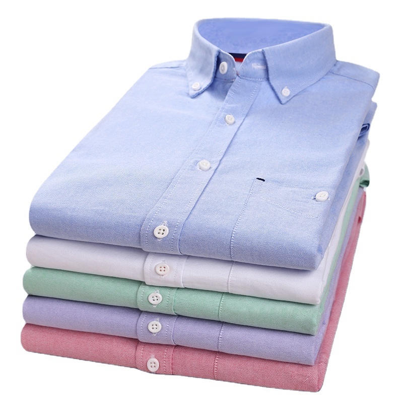 Men's factory wholesale high quality long sleeve shirts wrinkle free solid office men button down shirts