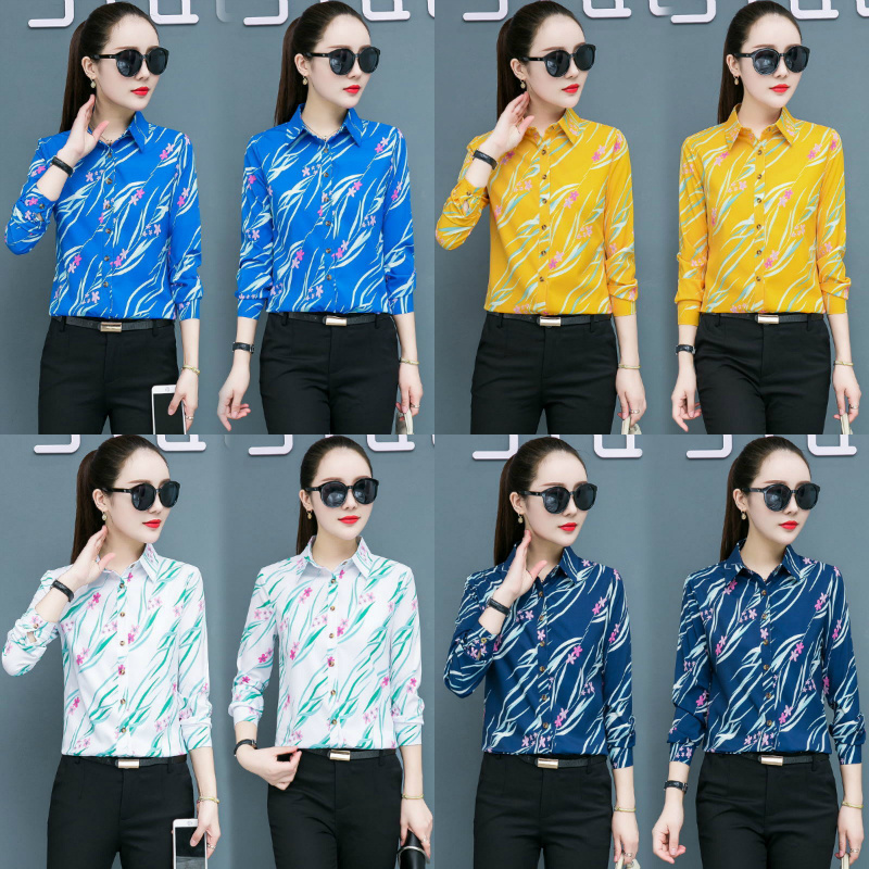 2024 Autumn outfit new Korean version women's shirt Autumn decoration body shirt Long sleeved women's chiffon shirt top