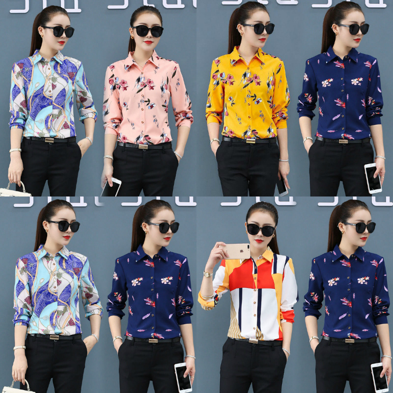 2024 Autumn outfit new Korean version women's shirt Autumn decoration body shirt Long sleeved women's chiffon shirt top