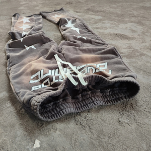 YYSY Custom Streetwear Cotton Trousers Sweatpants Joggers Men Sweatpants Logo Puff Fleece Stacked Pants