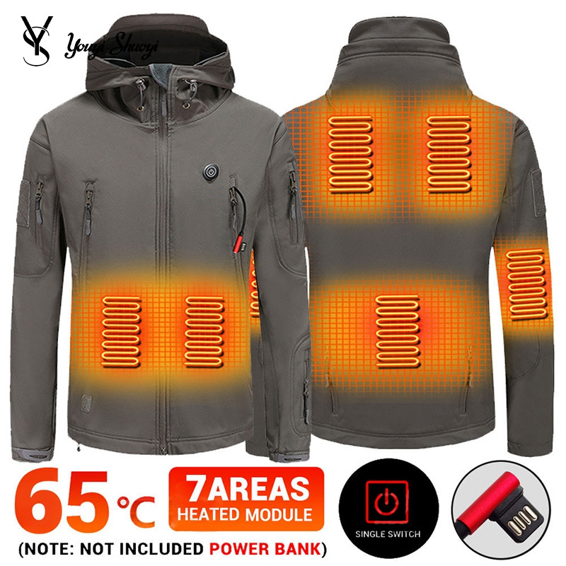 YYSY Custom USB Rechargeable Winter Waterproof Mens Hunting Hiking Heated Jacket