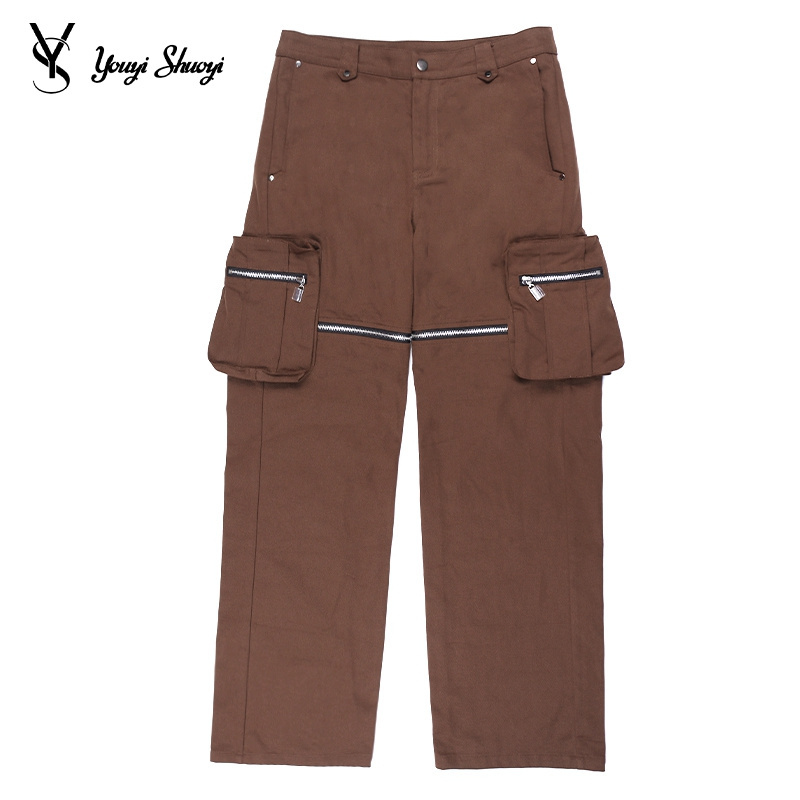 YYSY custom cargo jogger pants multi pockets straight track pant men khaki trousers cargo pants