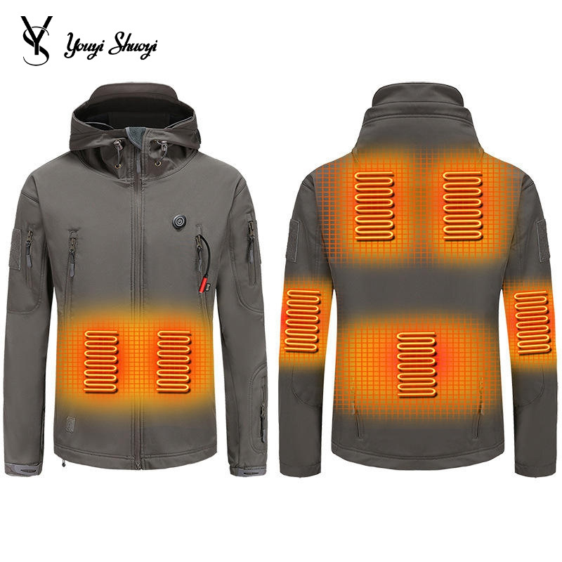 YYSY Custom USB Rechargeable Winter Waterproof Mens Hunting Hiking Heated Jacket