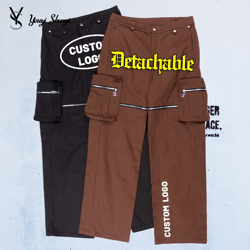 YYSY custom cargo jogger pants multi pockets straight track pant men khaki trousers cargo pants