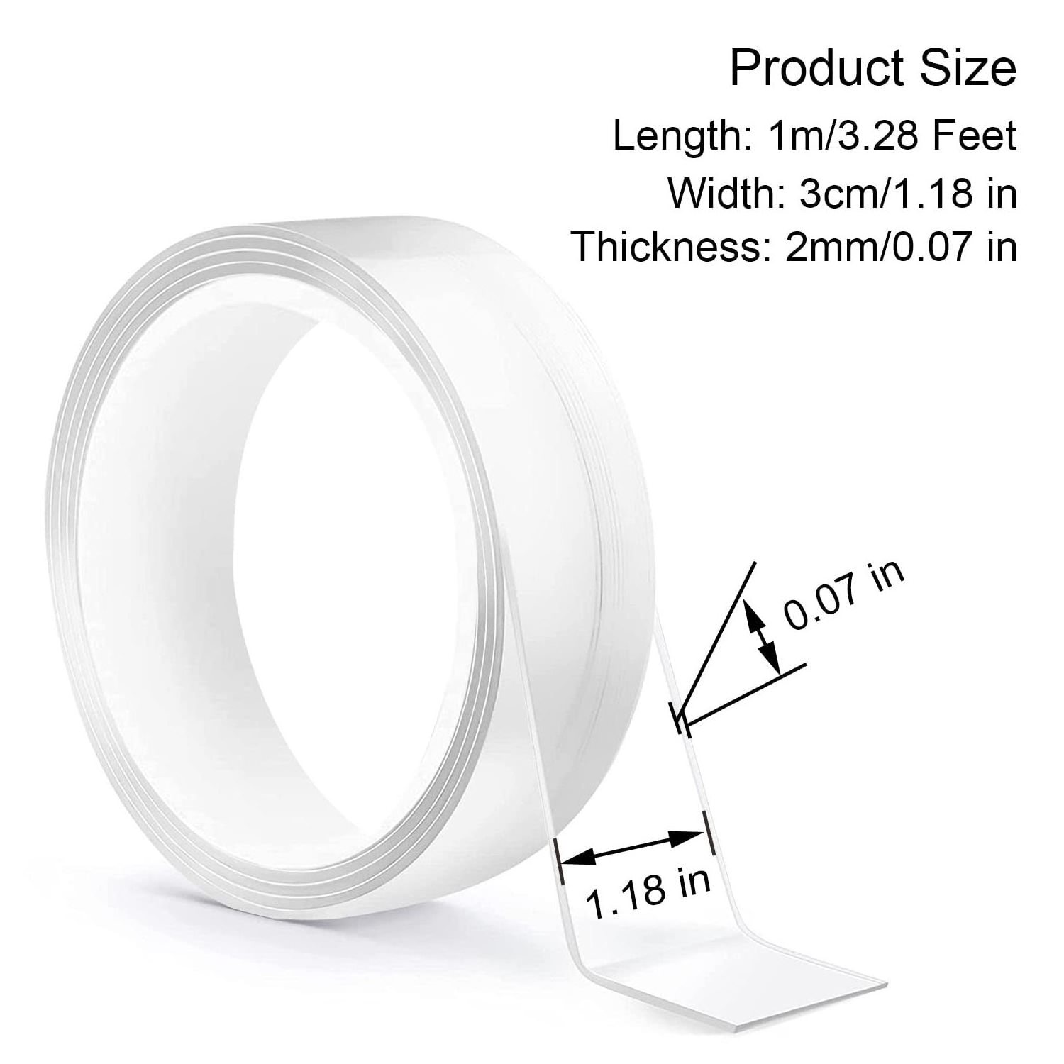 Yourijiu Removable Clear & Tough Mounting Tape Sticky Adhesive, Reusable Strong Wall Tape Picture Hanging Strip Carpet Tape