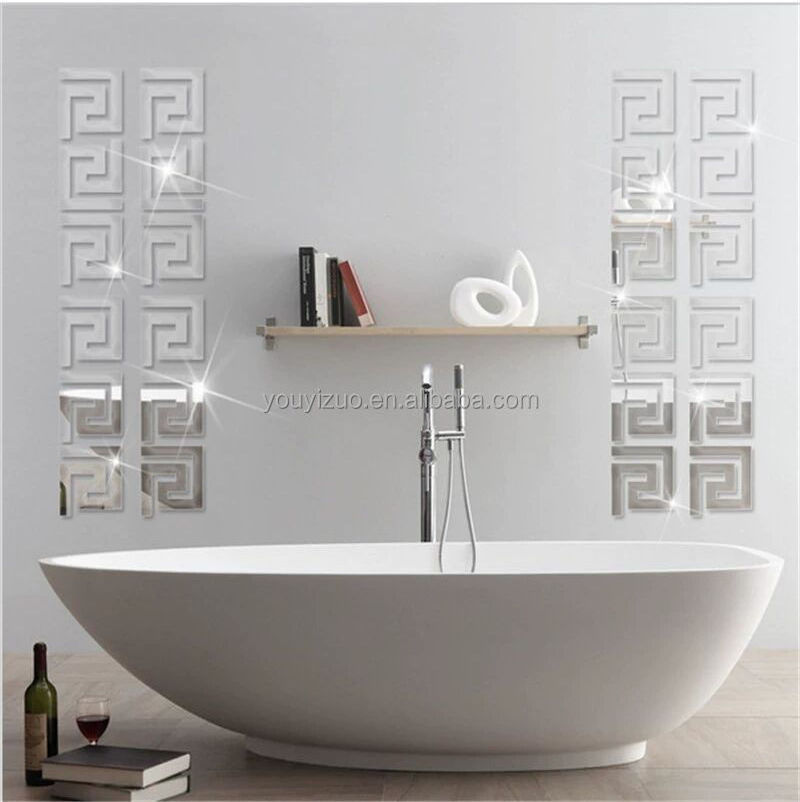 YOUYIZUO Side Mirror Sticker Suspended Ceiling Acrylic Plastic Mirror Sticker Removable 3D Wall Sticker Living Room