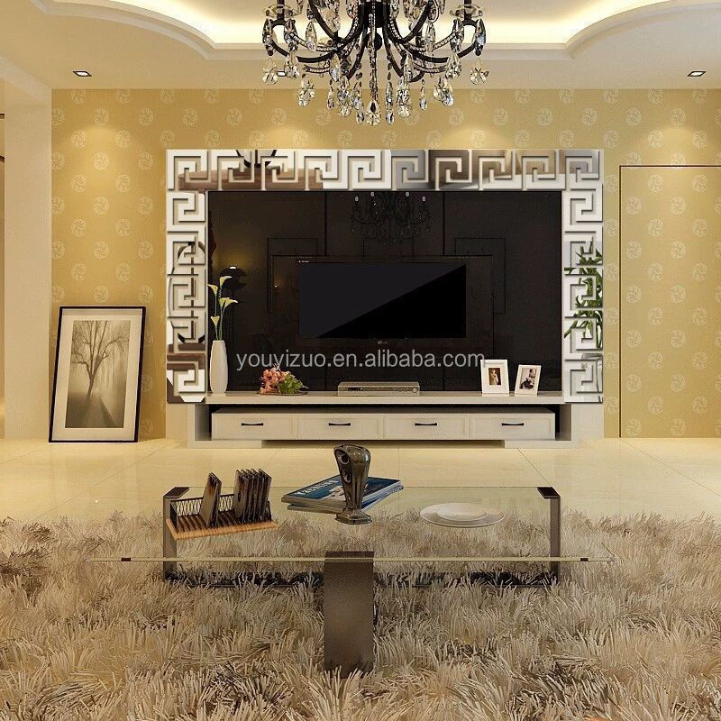 YOUYIZUO Side Mirror Sticker Suspended Ceiling Acrylic Plastic Mirror Sticker Removable 3D Wall Sticker Living Room