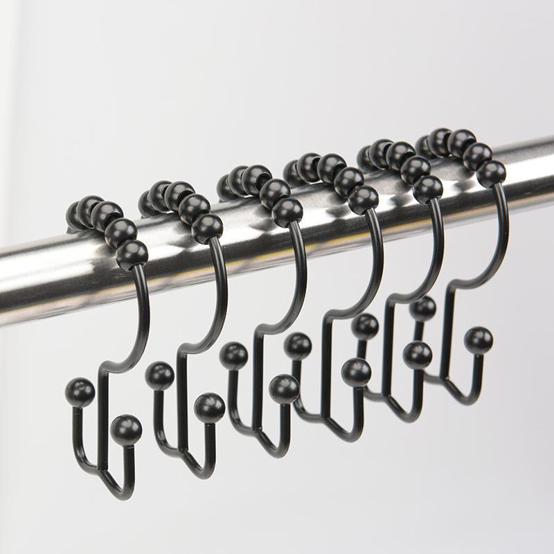 Stainless Steel Shower Curtain Rings Metal Double Glide Shower Hooks for Bathroom Shower Rods