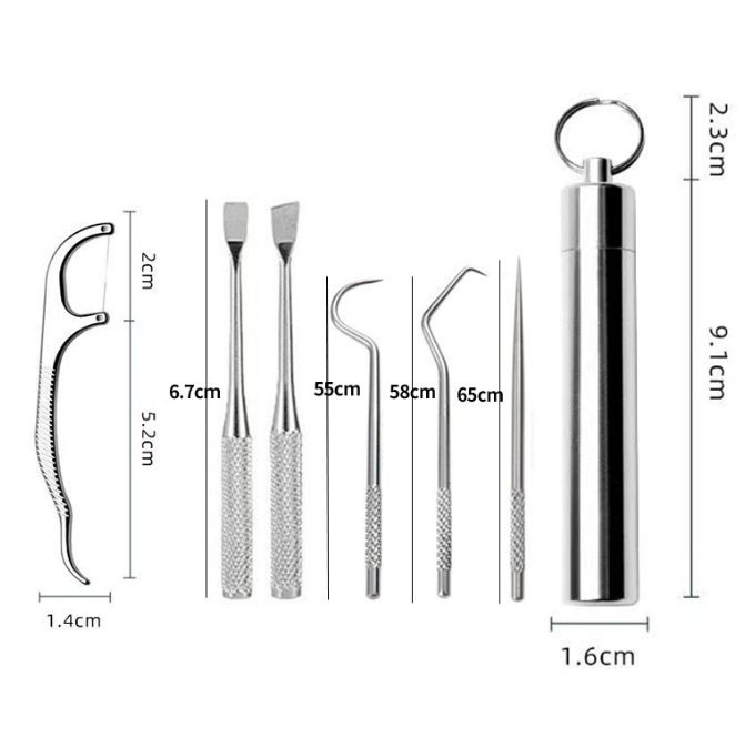 dental Teeth Pick Stainless Steel Toothpick Set  Reusable Tooth Stains Remover Dental Tool Teeth Cleaning Tools