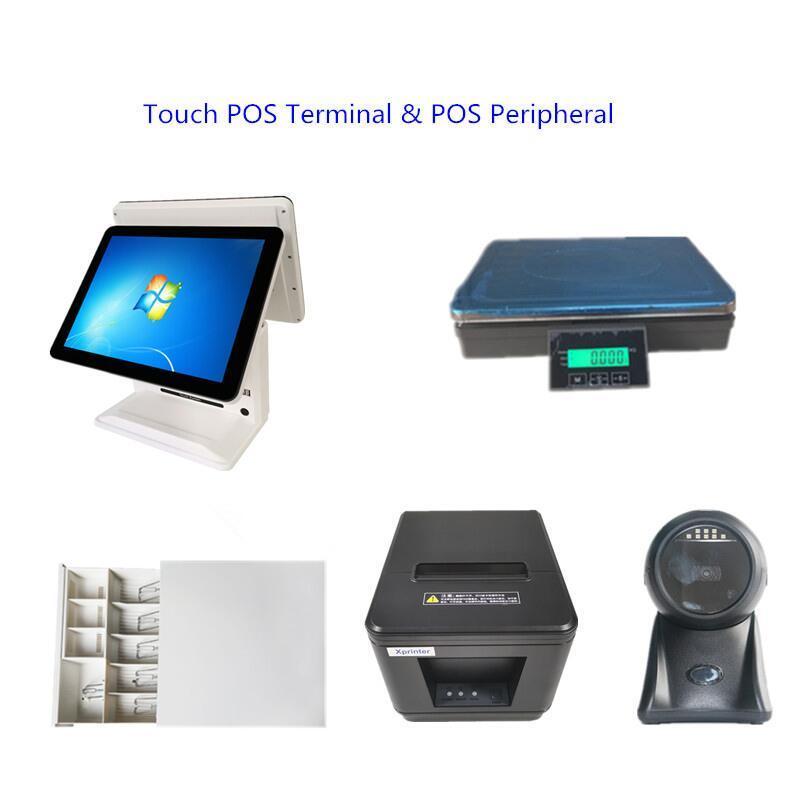 Capacitive Touch Screen Cash Register with Cash Drawer 80mm Printer Barcode Scanner Bill All In One Pos System