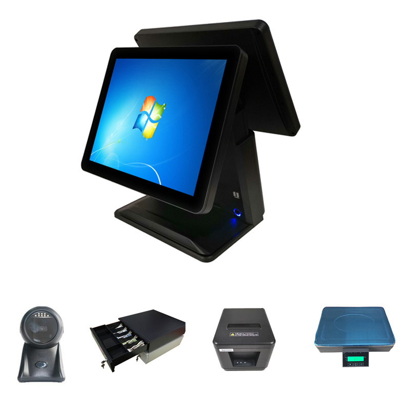 Capacitive Touch Screen Cash Register with Cash Drawer 80mm Printer Barcode Scanner Bill All In One Pos System