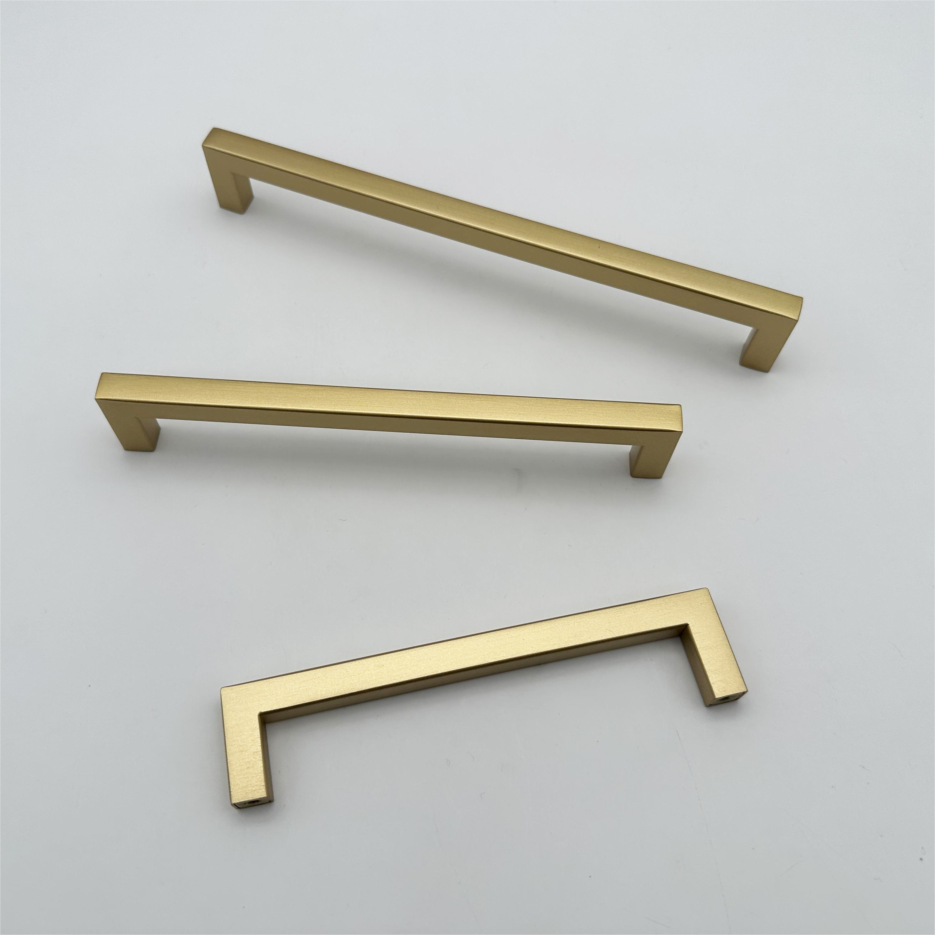 Hot Sale Stainless Steel Hollow 10x10mm Square Bar Pull Cabinet Furniture Kitchen Bedroom Brushed Gold Handle Pull