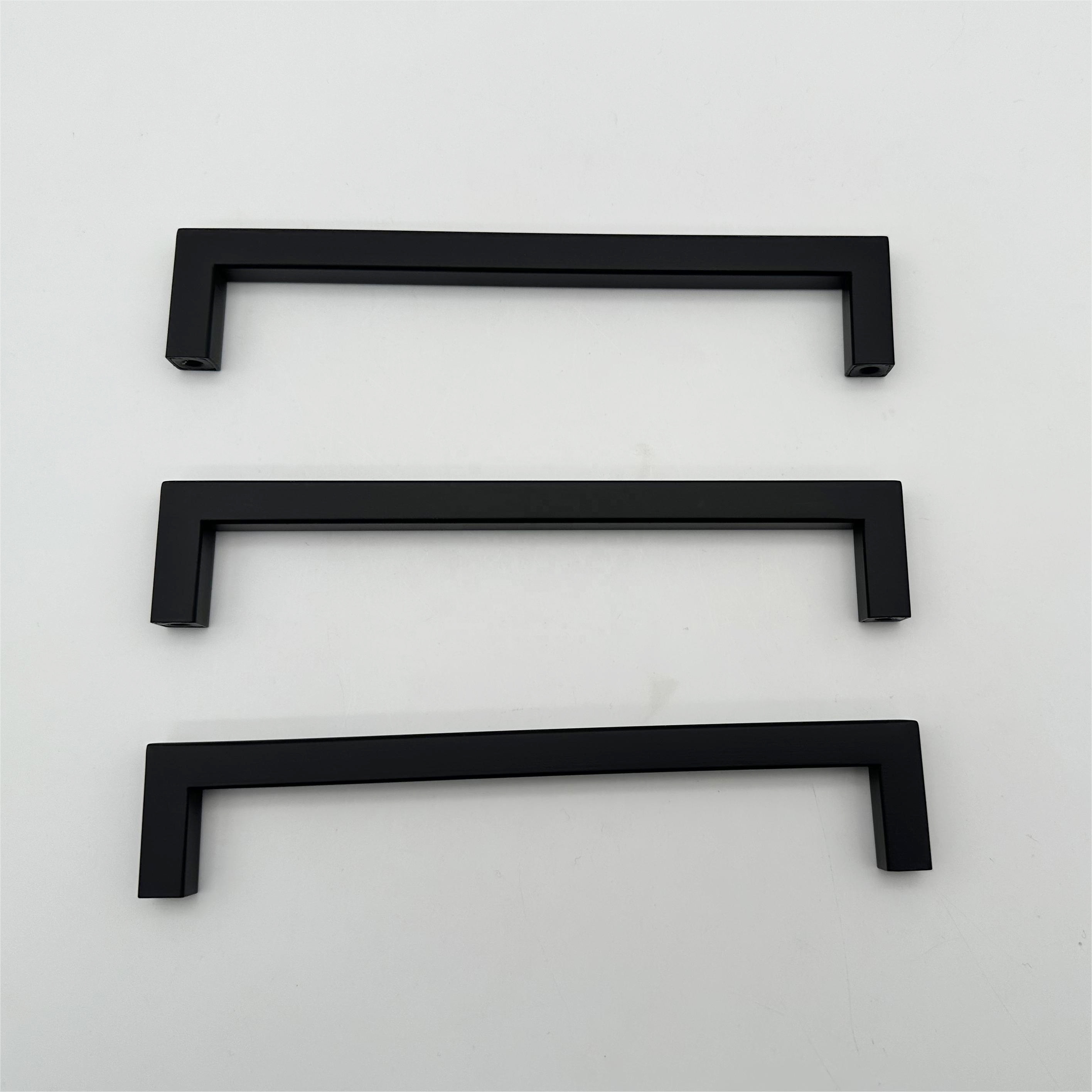 Stainless Steel Hollow 10x10mm Square Bar Pull Cabinet Furniture Kitchen Bedroom Matte Black Handle Pull