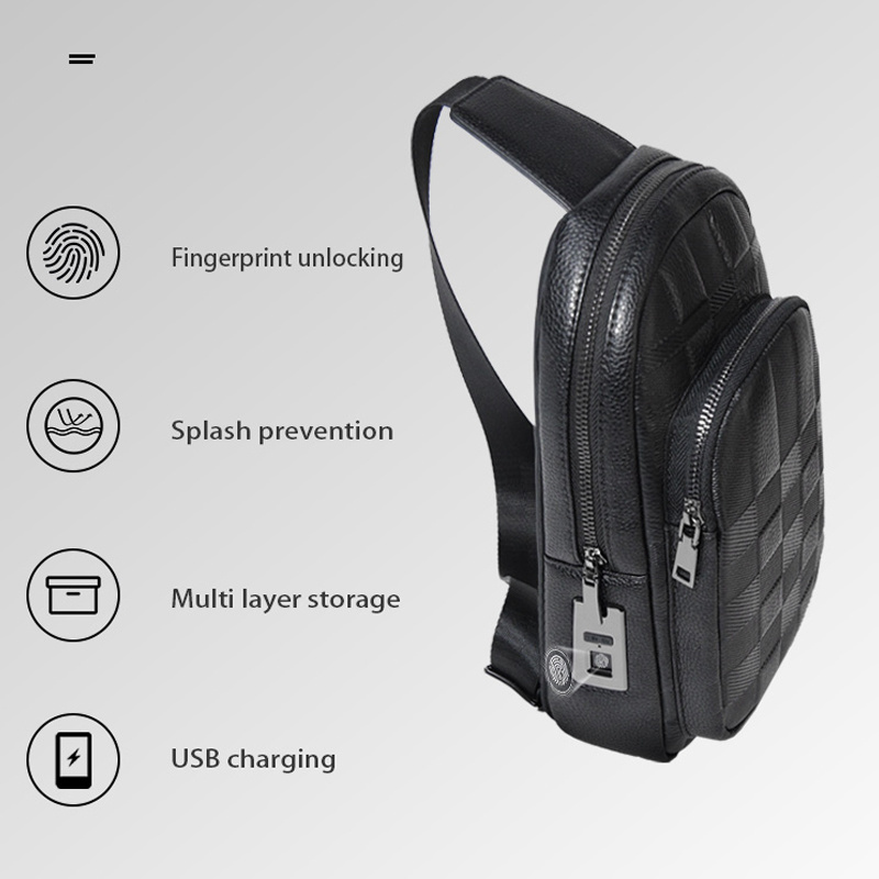 Wholesale Male Biker Bag Fingerprint Lock Anti-theft Chest Bag Men Single Shoulder Sports Casual Crossbody Waist Bag