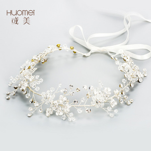 Professional Handmade Bridal Flower Tiara Crown Wedding Silver Plated Crystal Metal Headband