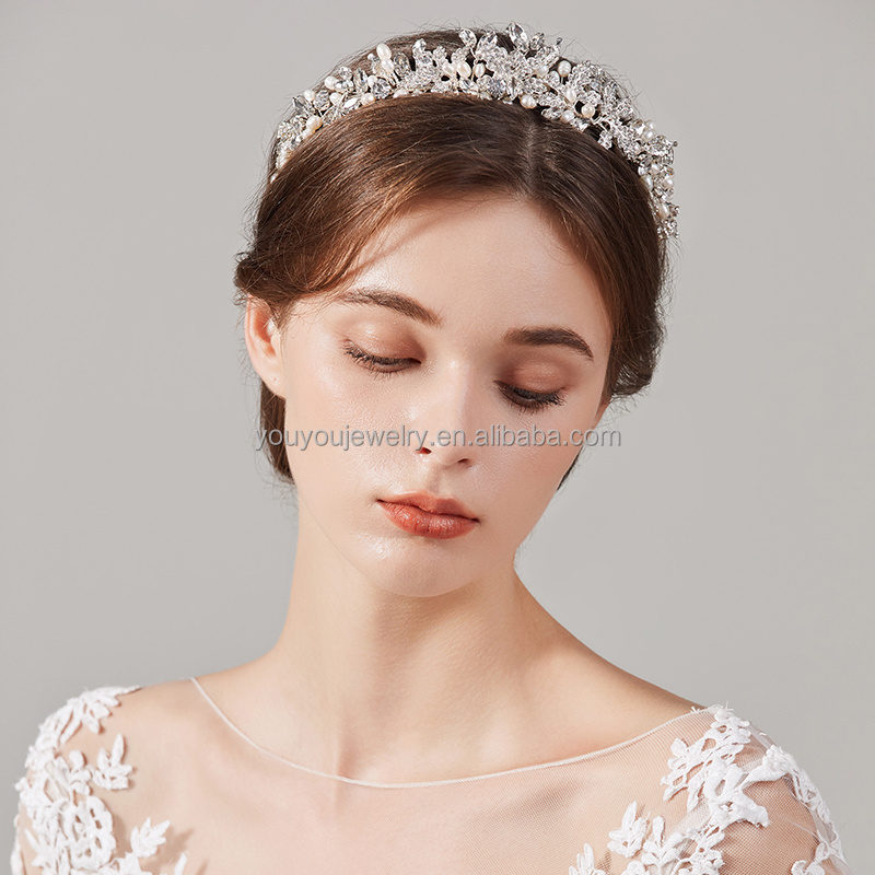 2023 Fashion Handmade Crystal Rhinestone Bridal Metal Leaf Hair Crown Headdress Wedding Pageant Crowns And Tiaras