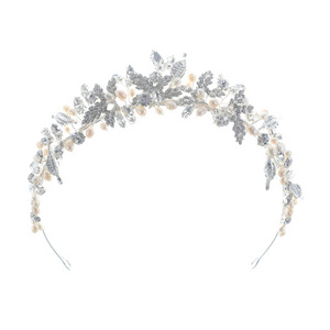 2023 Fashion Handmade Crystal Rhinestone Bridal Metal Leaf Hair Crown Headdress Wedding Pageant Crowns And Tiaras