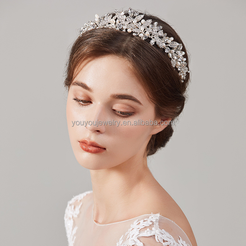 2023 Fashion Handmade Crystal Rhinestone Bridal Metal Leaf Hair Crown Headdress Wedding Pageant Crowns And Tiaras