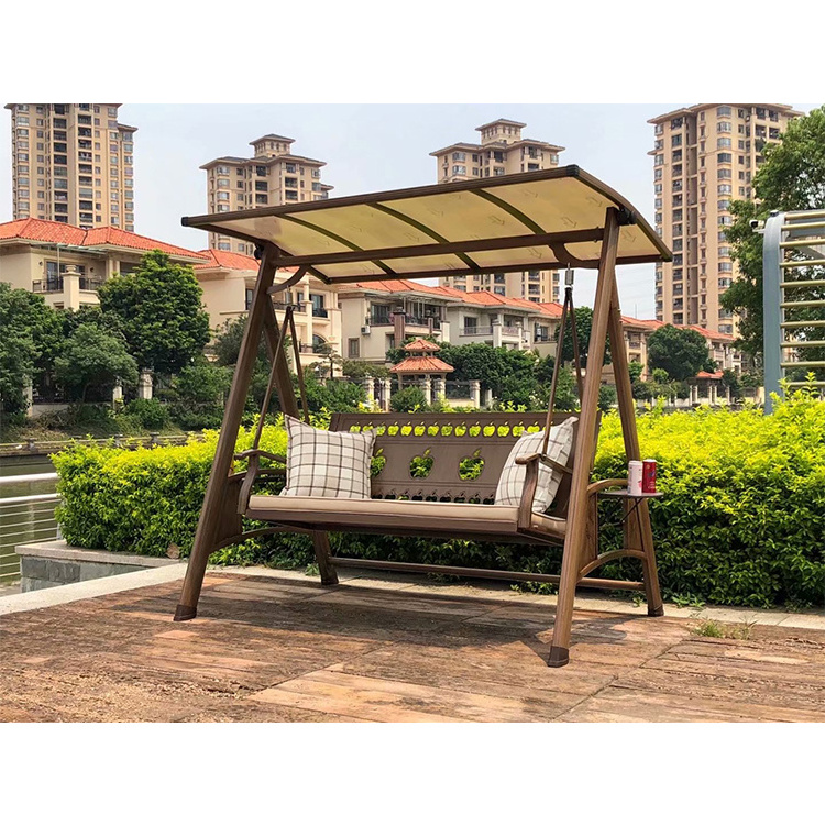 Custom made large patio metal swing set commercial outdoor modern double seat swing