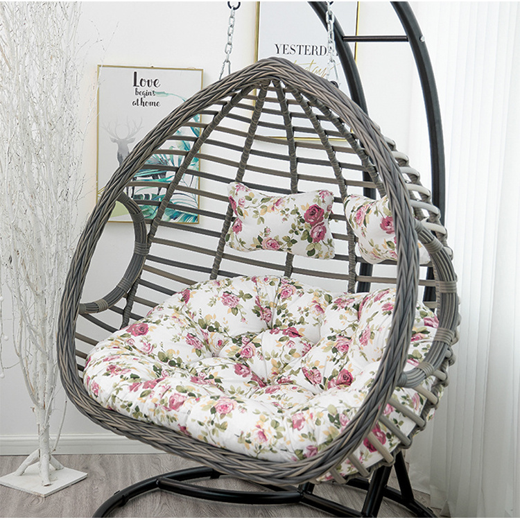 Factory price double egg hanging swing chair outdoor rattan black 2 person swing chair