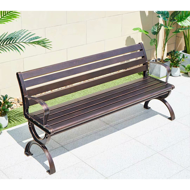 Modern leisure park metal patio bench aluminum outdoor garden bench seating with table