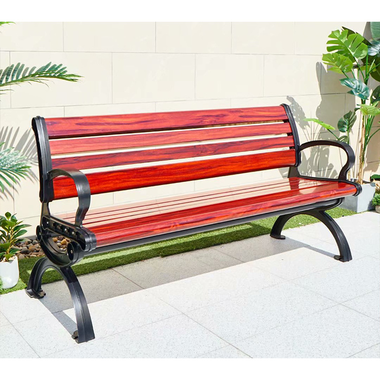 Modern leisure park metal patio bench aluminum outdoor garden bench seating with table