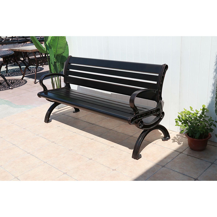 Antique cast aluminium garden patio park bench street outdoor metal garden bench