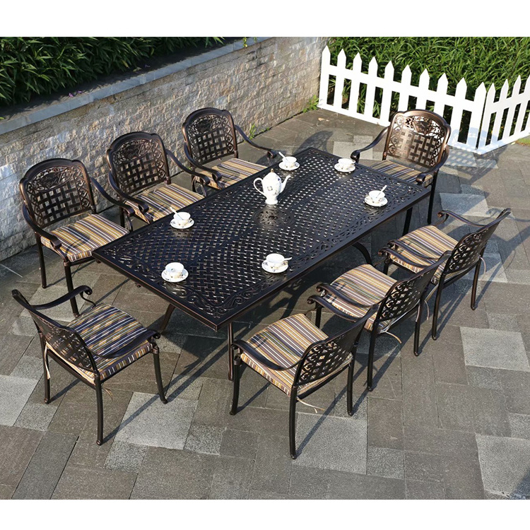 Wholesale aluminum dining curved patio furniture outdoor dining table and 6 chair