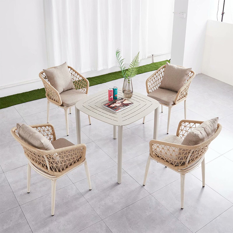 Hotel outside small patio furniture aluminium alloy round table with 2 chairs set