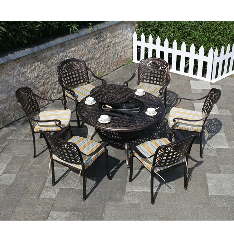 Wholesale aluminum dining curved patio furniture outdoor dining table and 6 chair