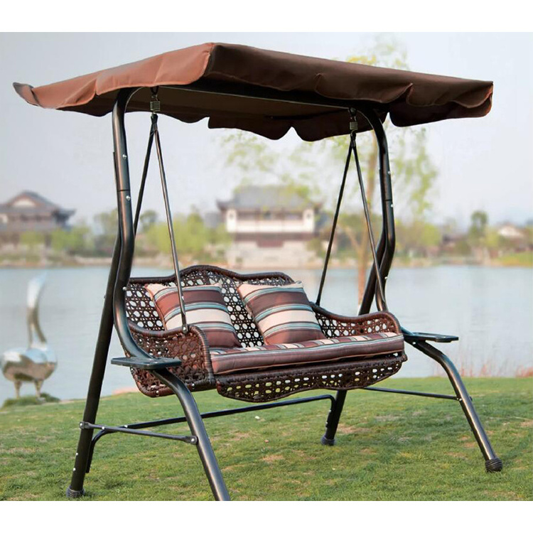 New design garden outdoor swing 3 seat outdoor hanging rattan swing chair