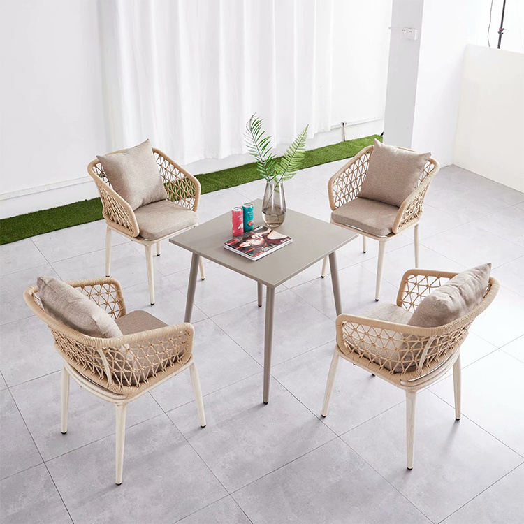 Hotel outside small patio furniture aluminium alloy round table with 2 chairs set